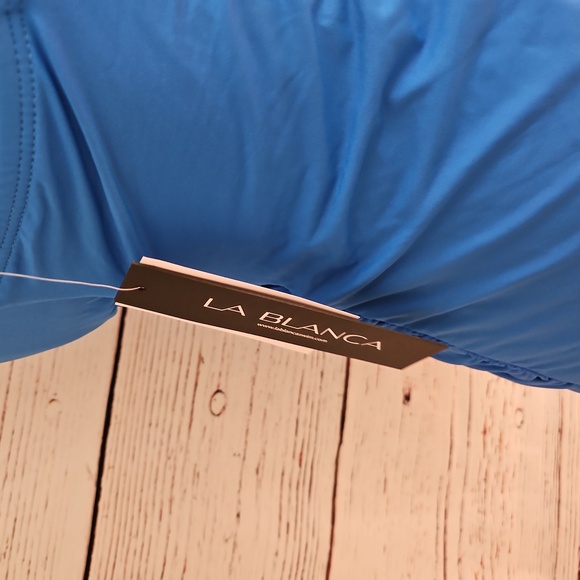 NWT La Blanca Blue Island Goddess Over the shoulder Twist Front Tankini top - Picture 8 of 16